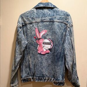 Vintage Acid Wash Denim Jacket with Energizer Pink Bunny Patch